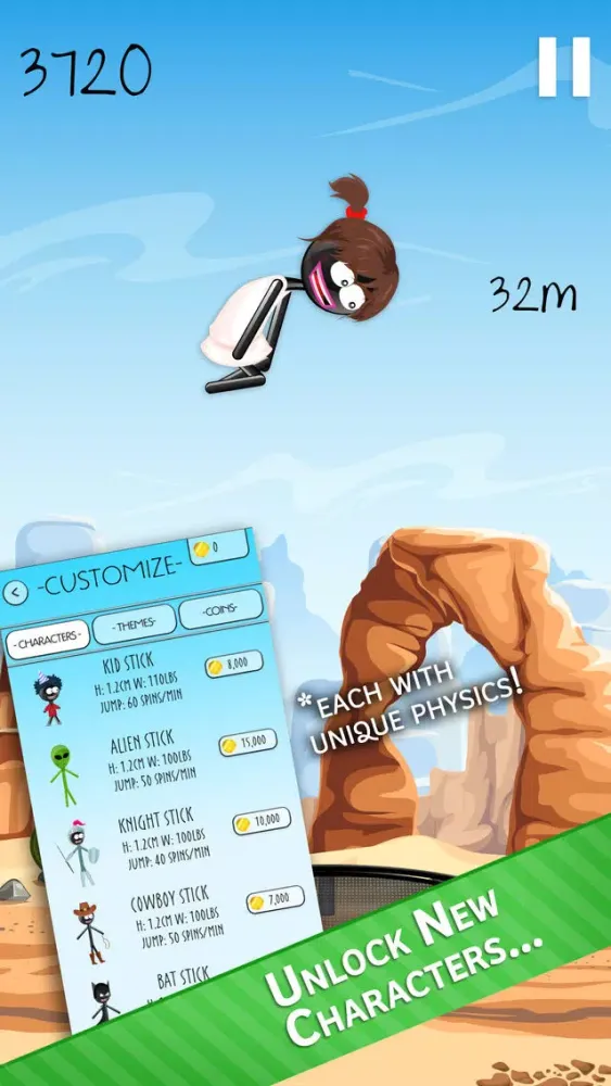 Ảnh chụp màn hình của Stickman Trampoline PRO - Extreme Flip Action!