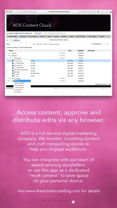 Captures d'écran de AOS Content Cloud