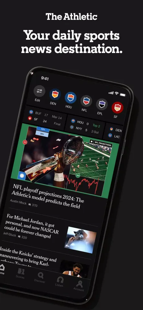 Capturas de tela do The Athletic