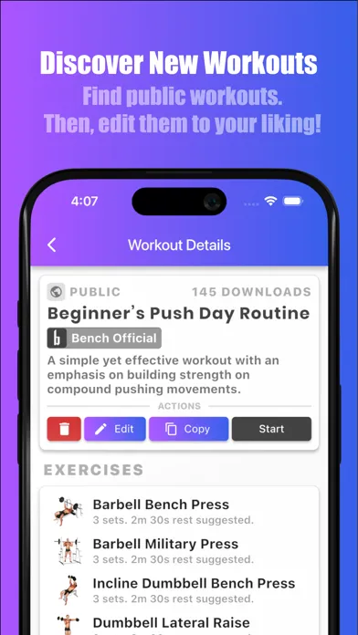 Bench Gym Log: Workout Tracker स्क्रीनशॉट