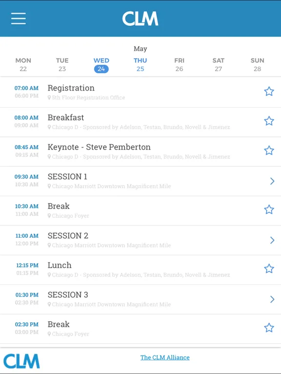 CLM Events iPad  Screenshots
