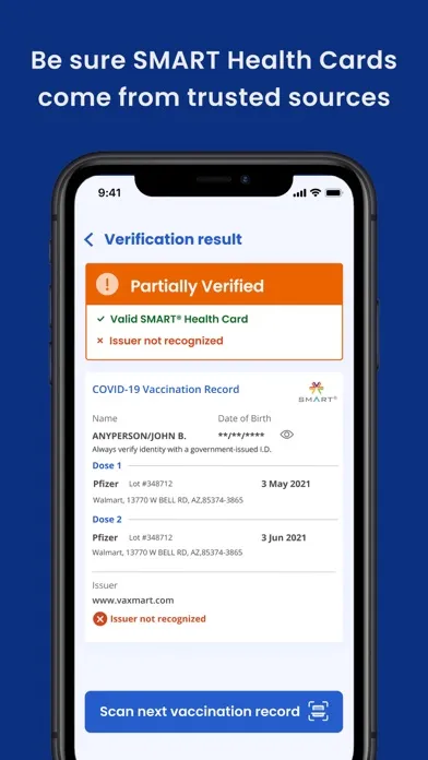 SMART Health Card Verifier Ekran Görüntüleri