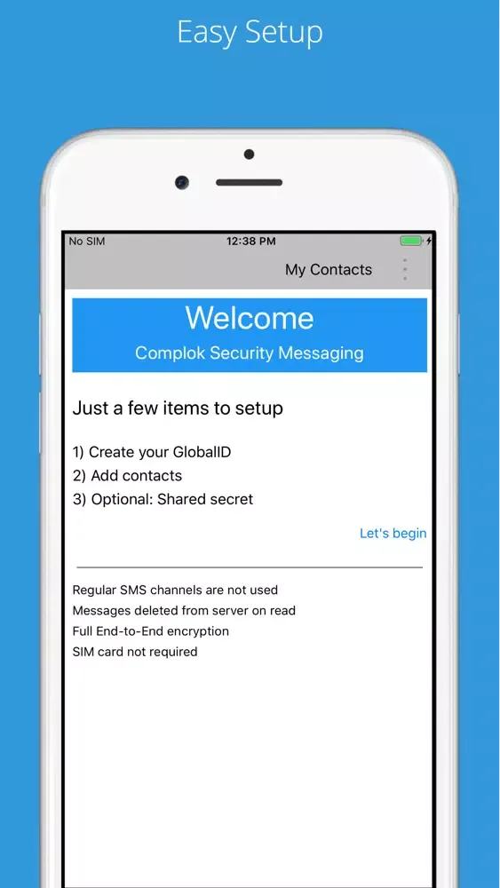Capturas de tela do Complok Secure Texting