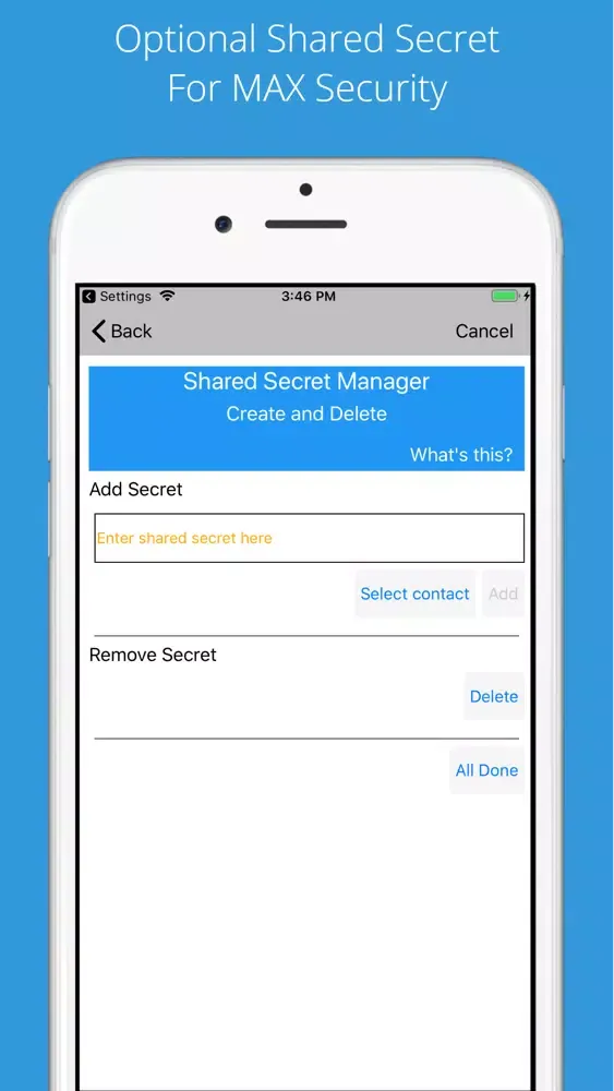 Capturas de tela do Complok Secure Texting