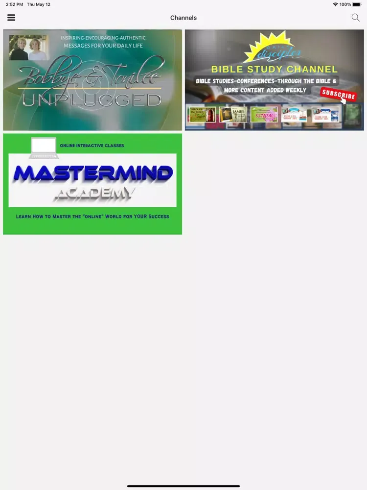 Ảnh chụp màn hình của Connections Network TV iPad 