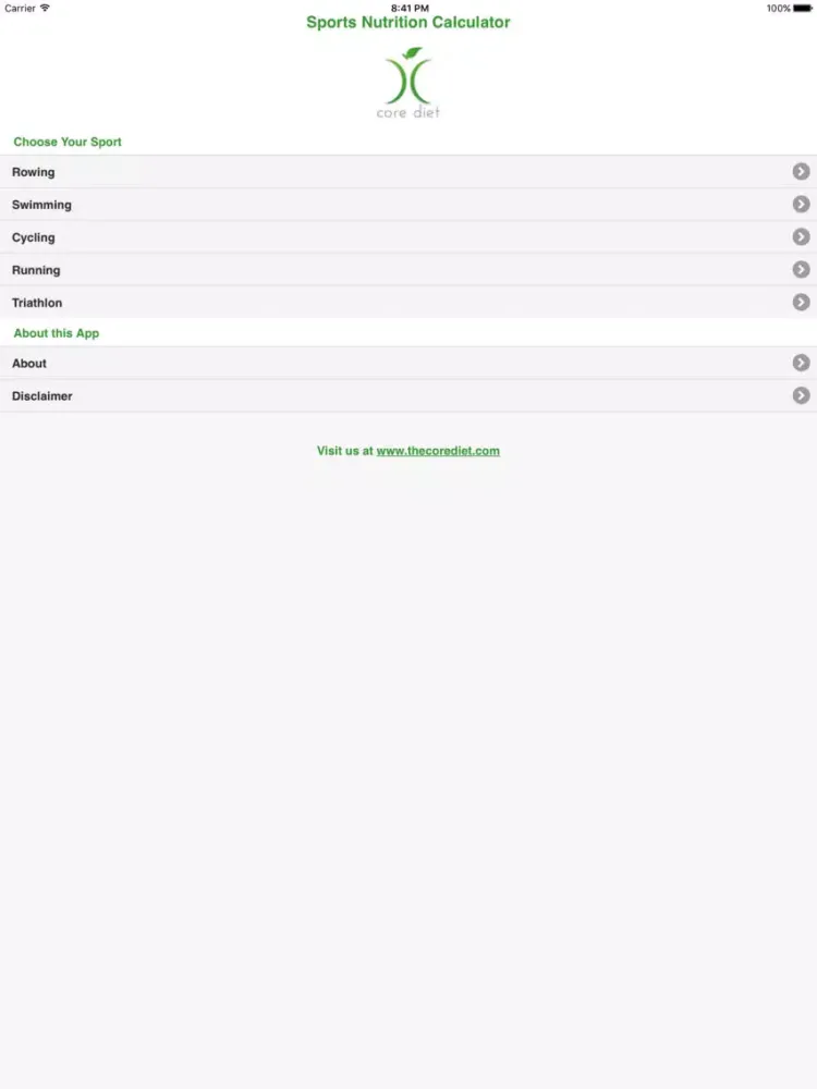 Скриншоты The Core Diet Nutrition Calculator iPad 