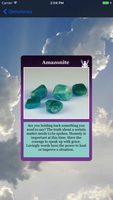 Ảnh chụp màn hình của Angel Gemstone Oracle Cards