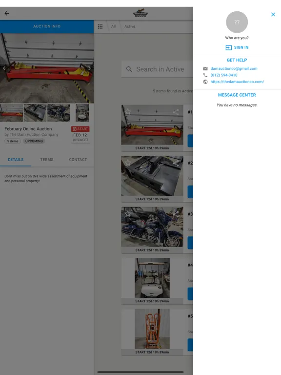 Zrzuty ekranu The Dam Auction Company iPad 