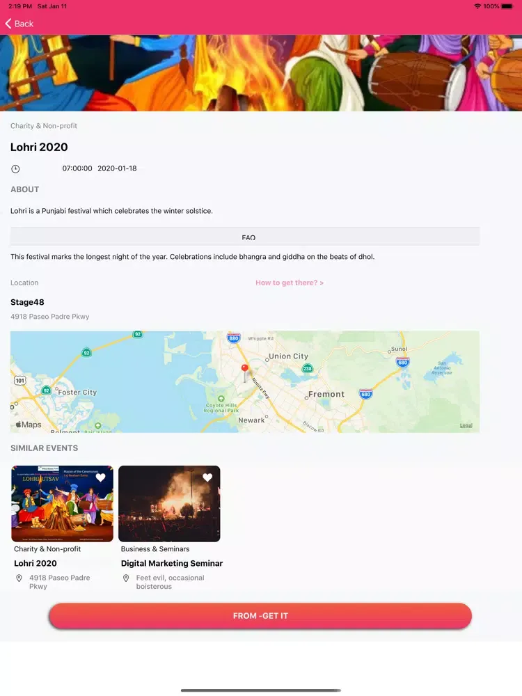 Tangkapan skrin The Desi World Events iPad 