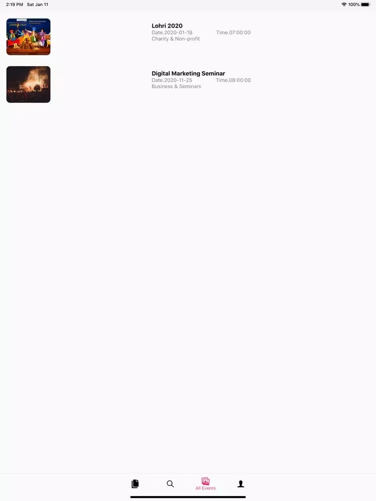 Tangkapan skrin The Desi World Events iPad 