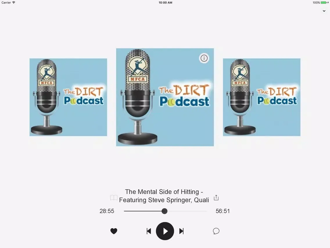 Zrzuty ekranu "The Dirt" NFCA Podcast iPad 