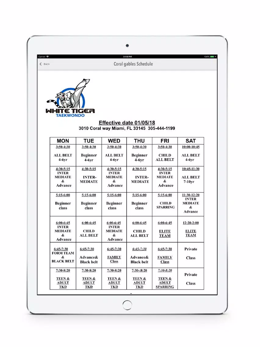 White Tiger TKD iPad  स्क्रीनशॉट