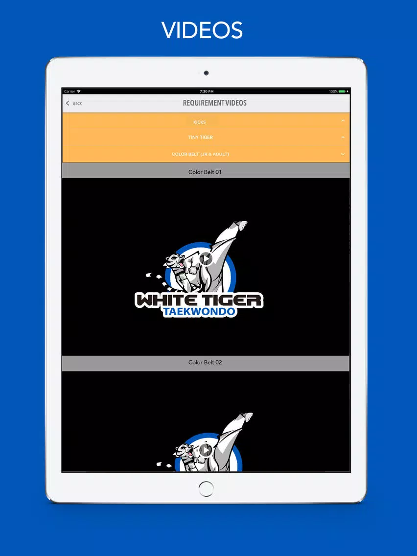 White Tiger TKD iPad  स्क्रीनशॉट