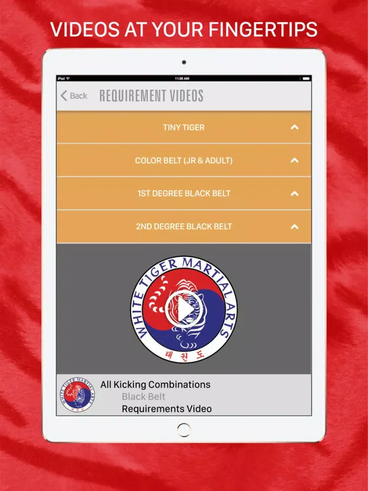 White Tiger Martial Arts iPad  Screenshots
