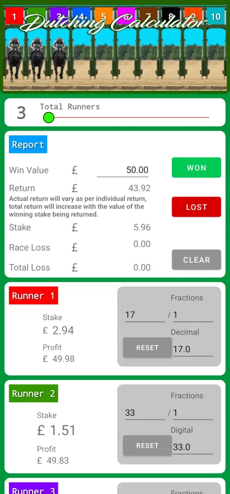 Dutching Calculator Lite Screenshots