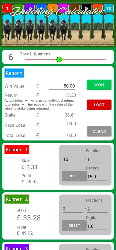 Dutching Calculator Lite Screenshots