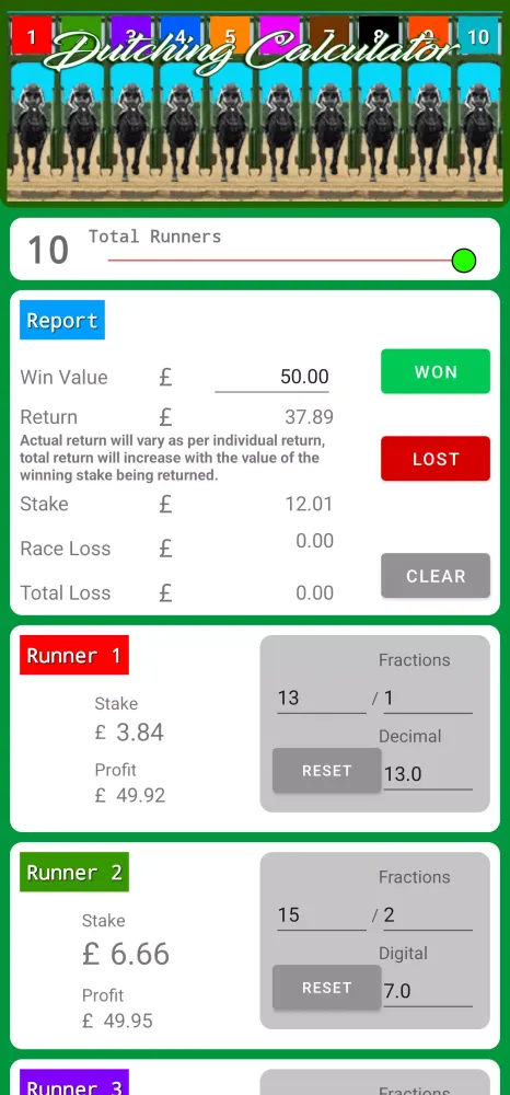 Dutching Calculator Lite Screenshots