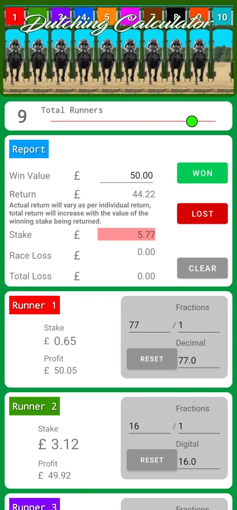 Dutching Calculator Lite Screenshots
