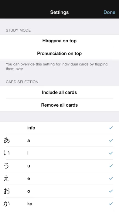 Capturas de tela do Hiragana Lite