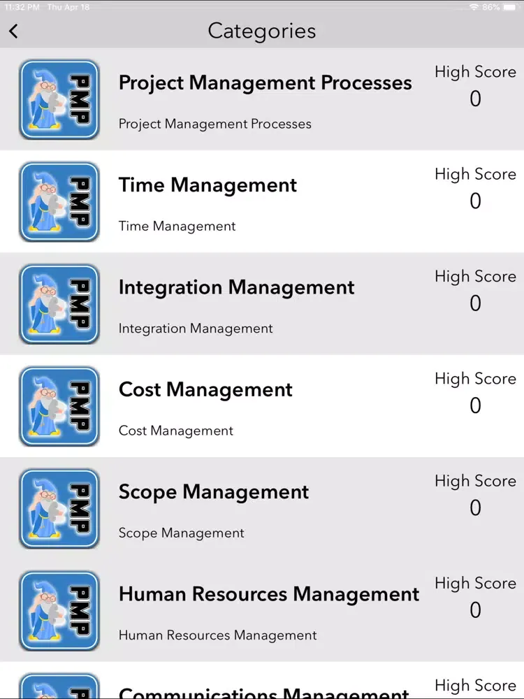 Ảnh chụp màn hình của PMP Advanced iPad 