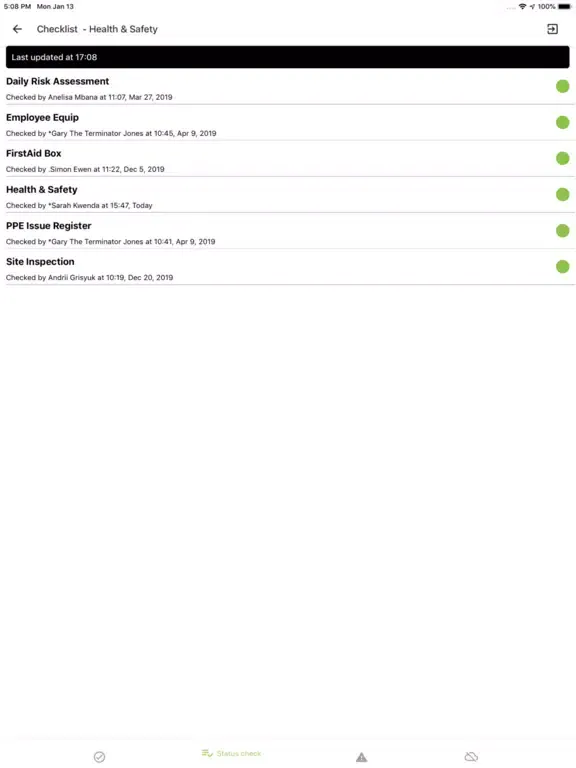 TGO Checklist iPad  스크린샷