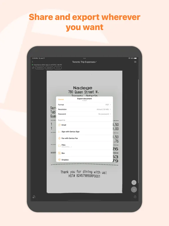 Tangkapan layar Genius Scan Enterprise - PDF iPad 