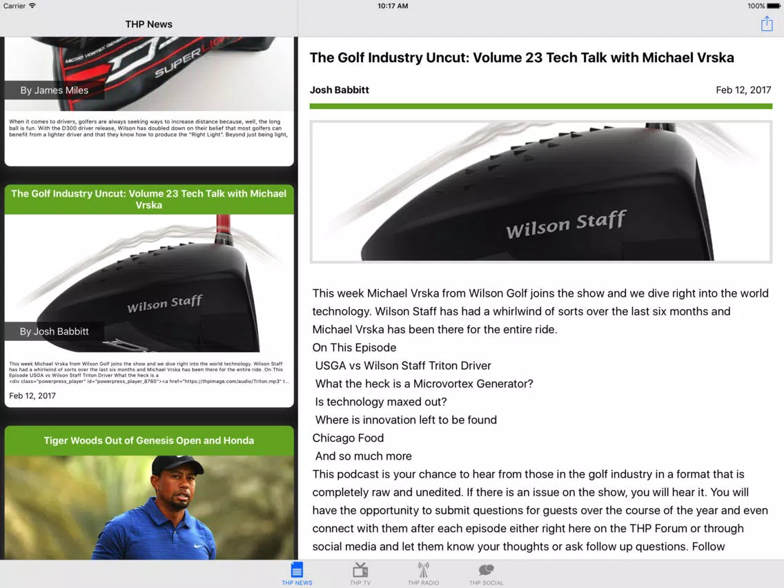 Ảnh chụp màn hình của THP Golf iPad 