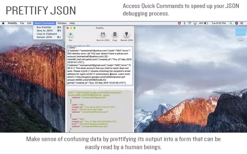 Ảnh chụp màn hình của Prettify JSON