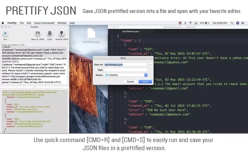 Ảnh chụp màn hình của Prettify JSON