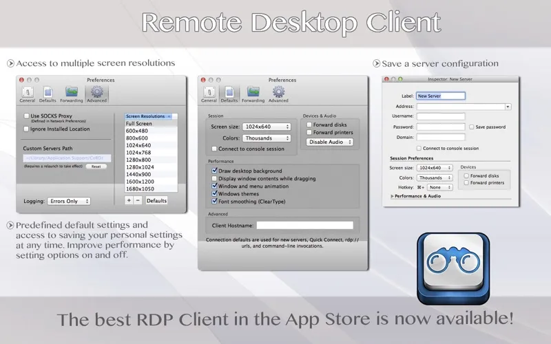ภาพหน้าจอของ RDP Client