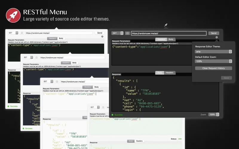 RESTful Menu Screenshots