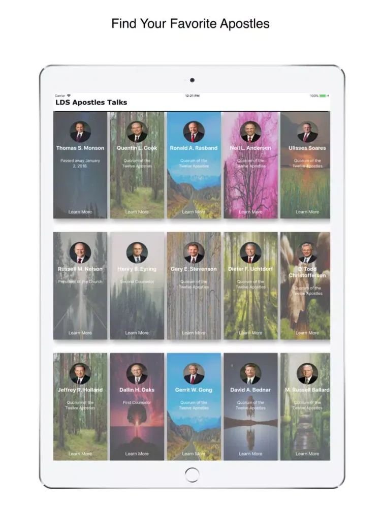 Capturas de tela do LDS Apostles Talks iPad 