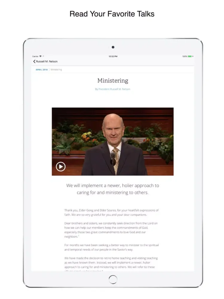 Capturas de tela do LDS Apostles Talks iPad 