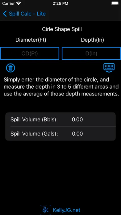 Spill Volume Calculator स्क्रीनशॉट