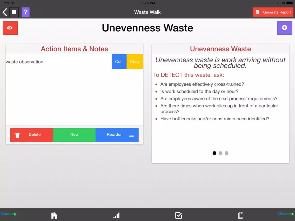 Capturas de tela do Lean Waste Audit and Waste Walk iPad 
