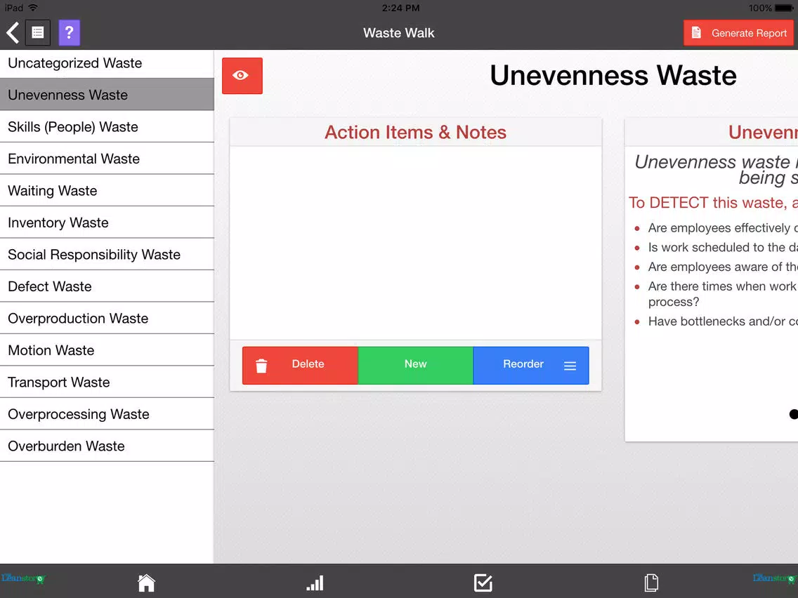 Capturas de tela do Lean Waste Audit and Waste Walk iPad 