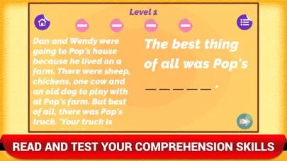 Reading Comprehension Fun Game Screenshots