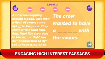Reading Comprehension Fun Game Screenshots