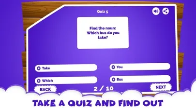 Captures d'écran de English Grammar Noun Quiz Game