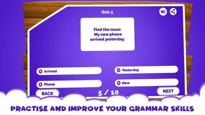 Captures d'écran de English Grammar Noun Quiz Game