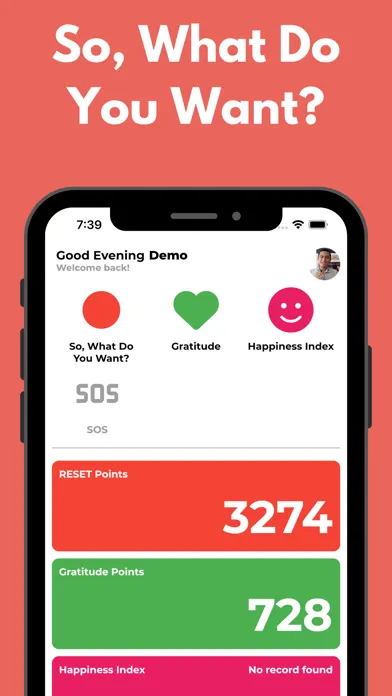 Screenshot di RESET App