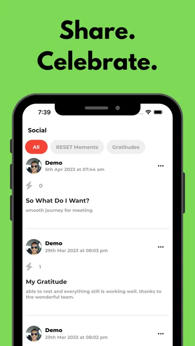 Screenshot di RESET App