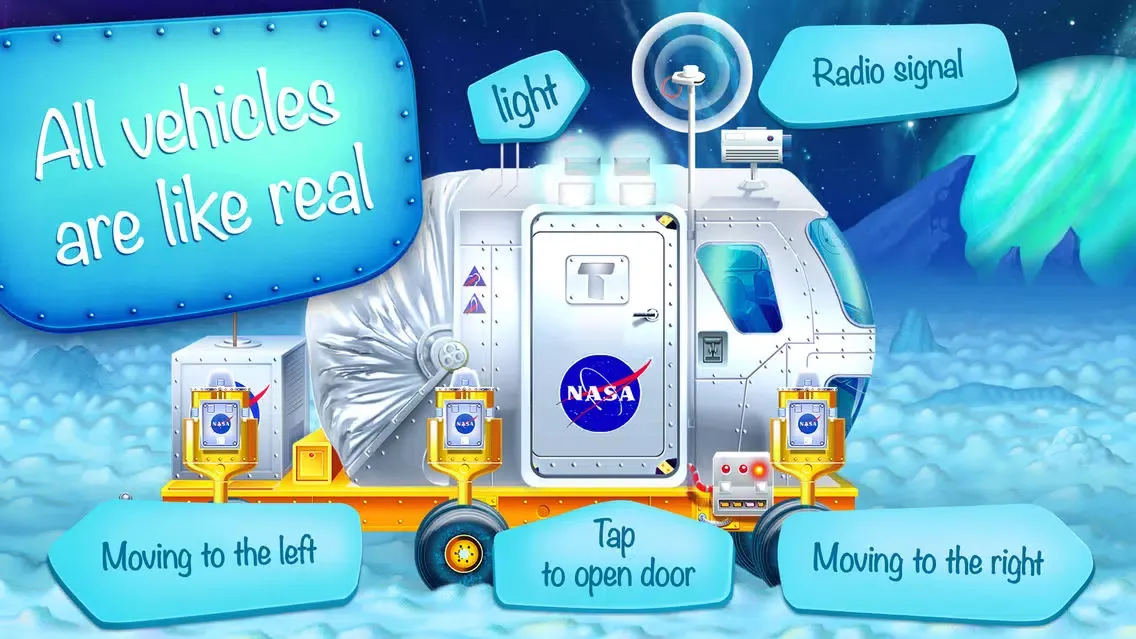 Ảnh chụp màn hình của Tiny space vehicles: cosmic cars for kids