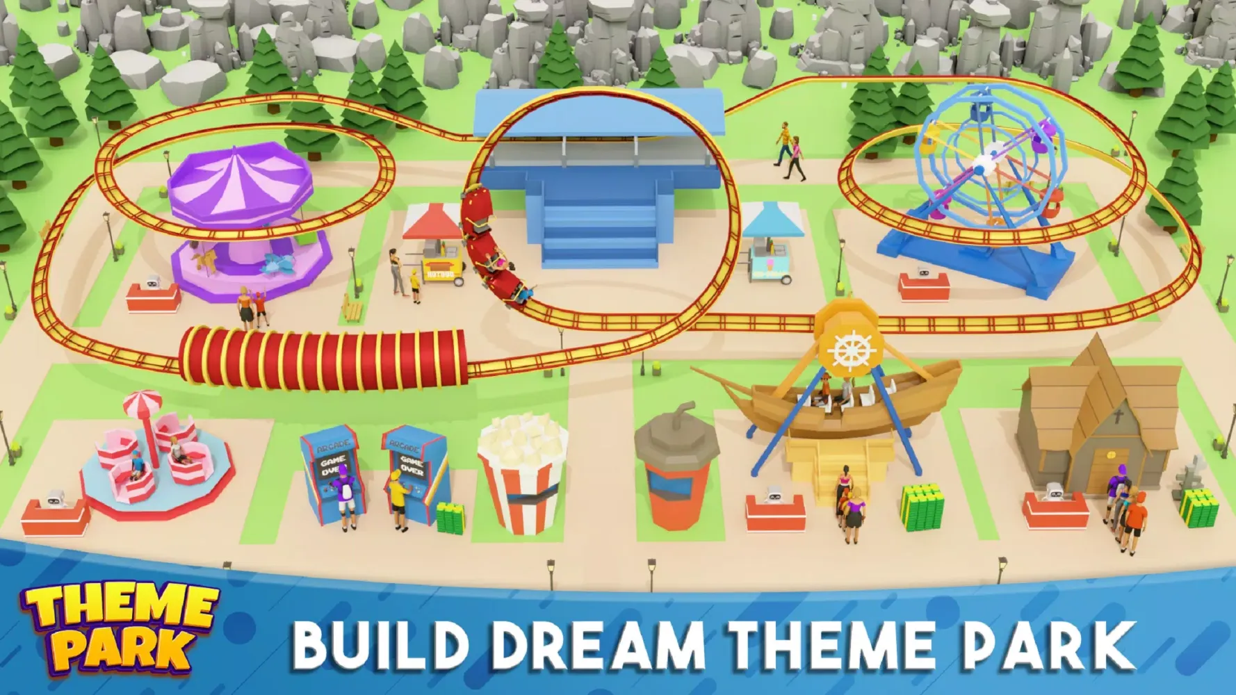 Tangkapan layar Theme Park Roller Coaster Game