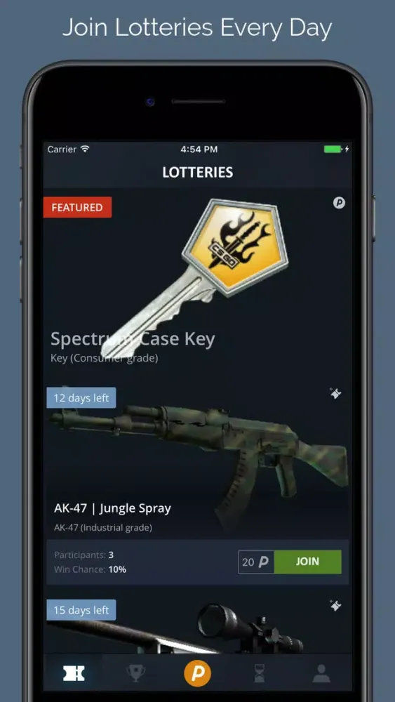 Tangkapan layar CSLottery - CSGO Skins & Keys