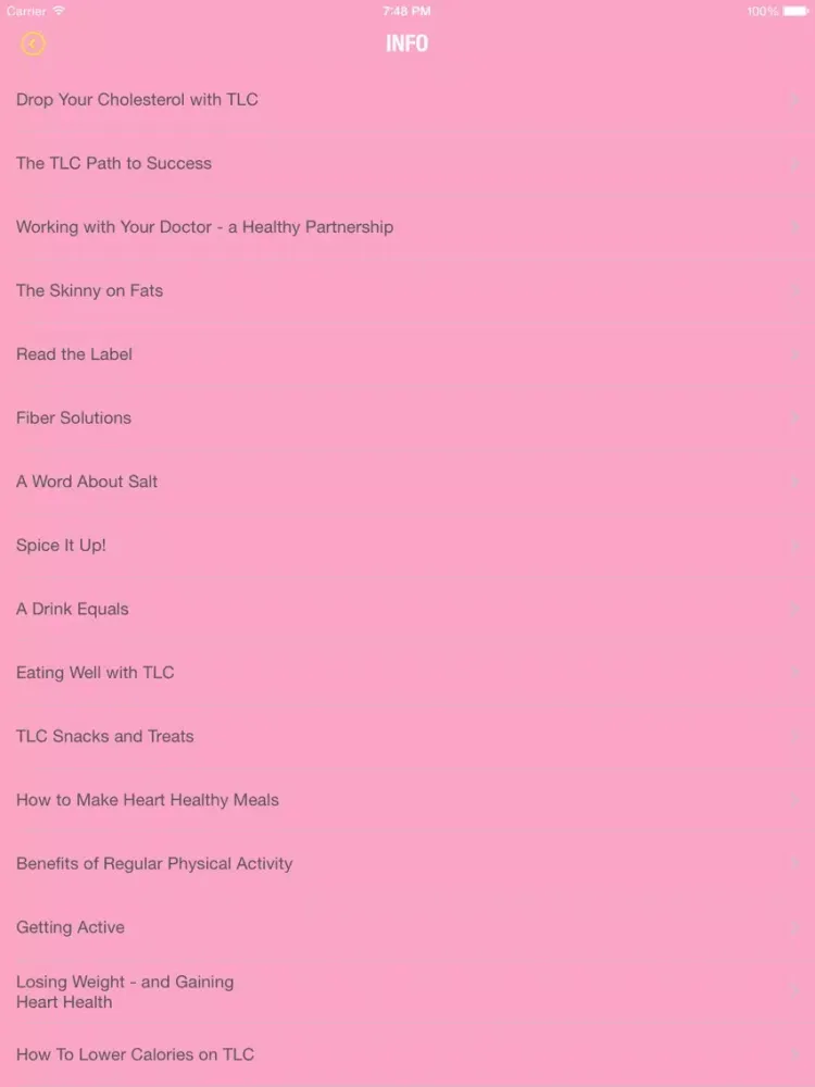 Tangkapan skrin TLC diet – Healthy Weight Loss Diet: Control Blood Cholesterol and Protect Your Heart Health. iPad 