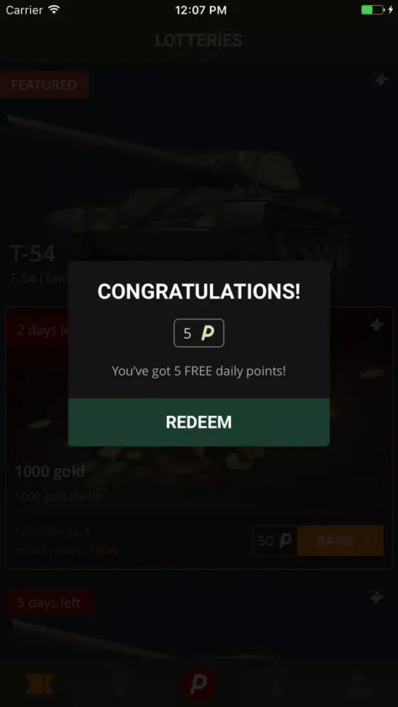 Captures d'écran de Wottery - Win Gold for World of Tanks