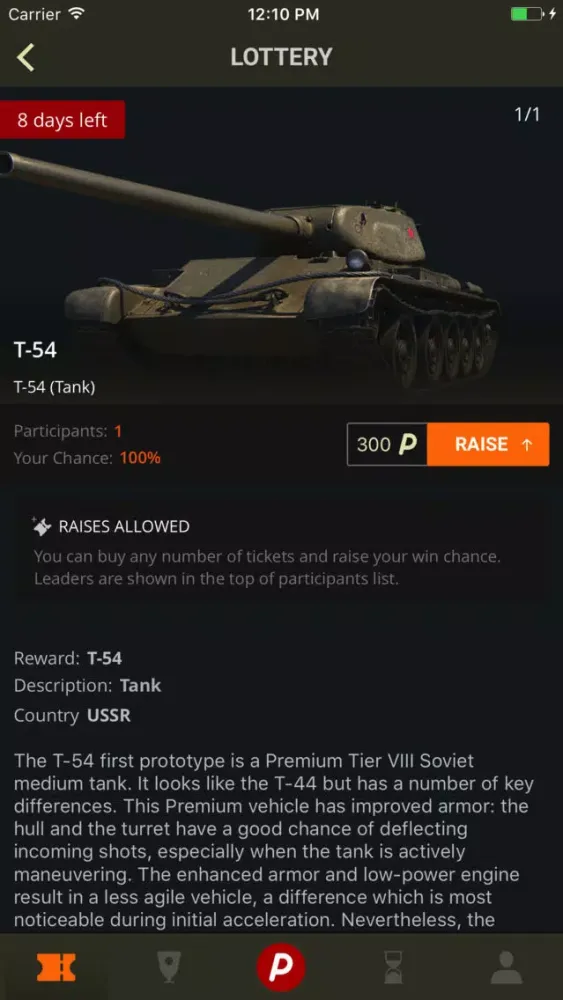 Captures d'écran de Wottery - Win Gold for World of Tanks