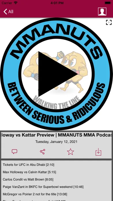 Capturas de tela do MMA Nuts - Podcast App