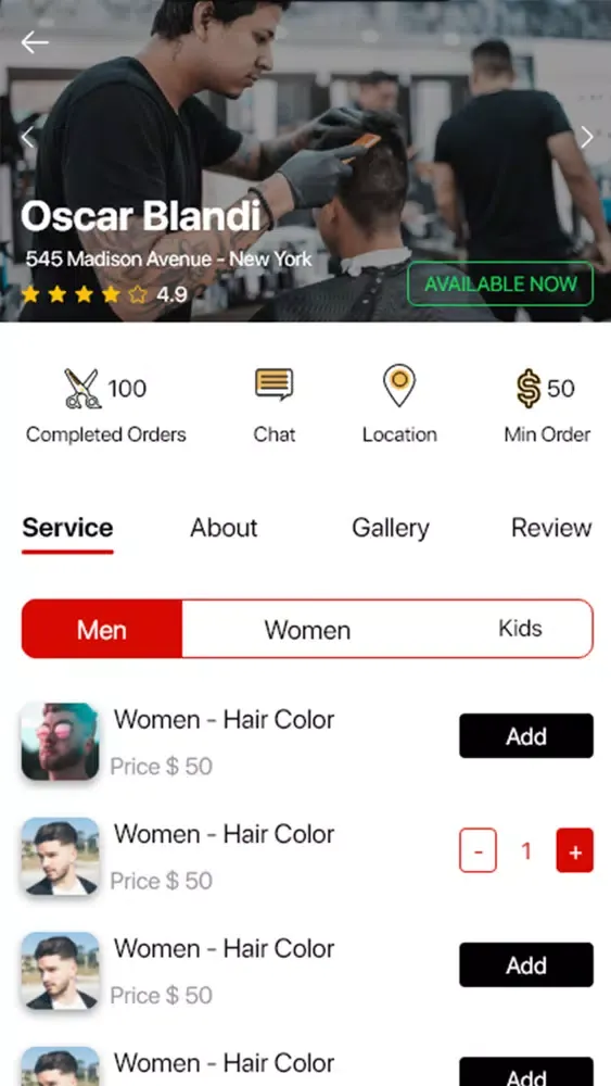 Ảnh chụp màn hình của The Mobile Barber